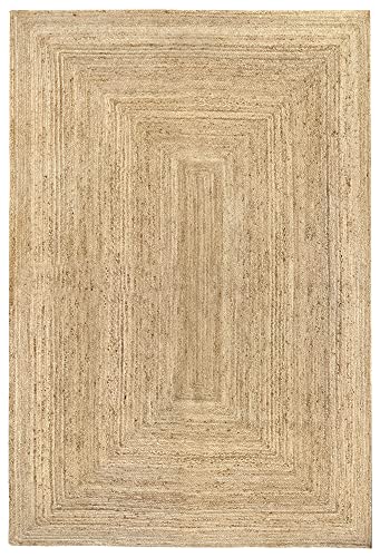 HAMID Jute Teppich, Alhambra Teppich Handgewebt 100% Naturfaser de Jute, Wohnzimmer, Schlafzimmer, Flurteppich, Farbe Natur (220x360cm) von HAMID