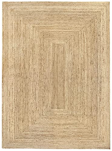 HAMID Jute Teppich, Alhambra Teppich Handgewebt 100% Naturfaser de Jute, Wohnzimmer, Schlafzimmer, Flurteppich, Farbe Natur (250x350cm) von HAMID