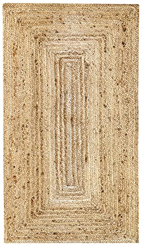 HAMID Jute Teppich, Alhambra Teppich Handgewebt 100% Naturfaser de Jute, Wohnzimmer, Schlafzimmer, Flurteppich, Farbe Natur (80x150cm) von HAMID