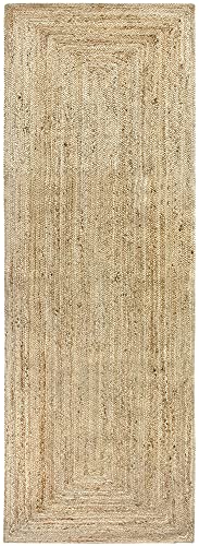 HAMID Jute Teppich, Alhambra Teppich Handgewebt 100% Naturfaser de Jute, Wohnzimmer, Schlafzimmer, Flurteppich, Farbe Natur (80x200cm) von HAMID