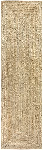 HAMID Jute Teppich, Alhambra Teppich Handgewebt 100% Naturfaser de Jute, Wohnzimmer, Schlafzimmer, Flurteppich, Farbe Natur (80x300cm) von HAMID
