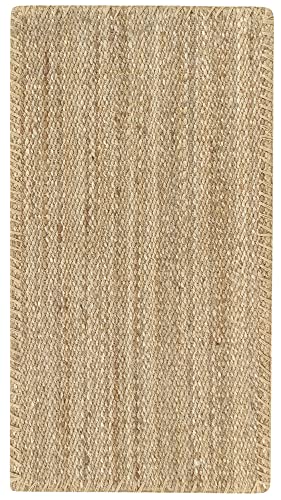 HAMID - Jute Teppich, Granada Teppich 100% Natürliche Jutefaser Handgewebt, Weicher Teppich und Hohe Festigkeit für Wohnzimmer, Esszimmer, Schlafzimmer, Flurteppich - Natürlich (110x60cm) von HAMID
