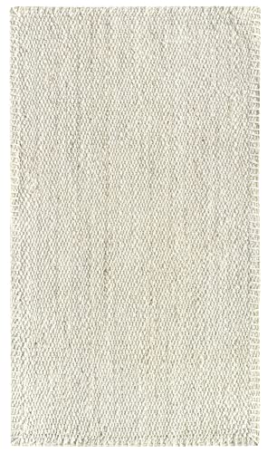 HAMID - Jute Teppich, Granada Teppich 100% Weißes Elfenbein, Jutefaser Handgewebt, Weicher Teppich und Hohe Festigkeit für Wohnzimmer, Esszimmer, Schlafzimmer, Flurteppich - Weiß (150x80cm) von HAMID
