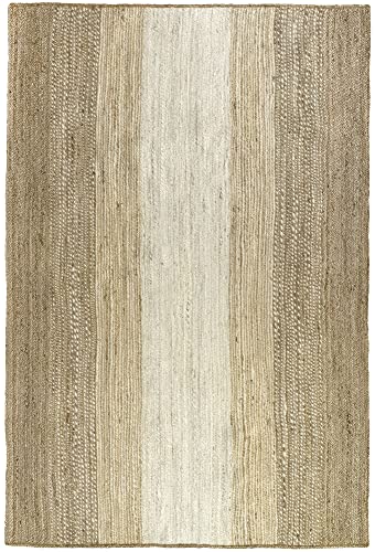 HAMID - Jute Teppich, Luque, Teppich 100% Natur Weiss, Jutefaser Handgewebt, Weicher Teppich und Hohe Festigkeit für Wohnzimmer, Esszimmer, Schlafzimmer, Flurteppich - (230x160cm) von HAMID