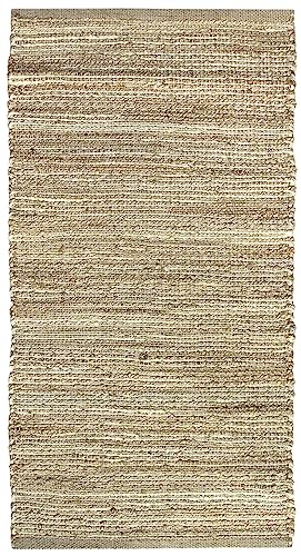 HAMID - Jute Teppich, Nur, Teppich 100% Natur, Jutefaser Handgewebt, Weicher Teppich und Hohe Festigkeit für Wohnzimmer, Esszimmer, Schlafzimmer, Flurteppich - (D1, 110x60cm) von HAMID