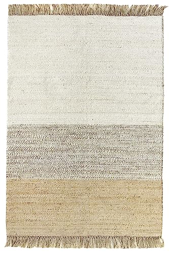 HAMID - Jute Teppich, Nur, Teppich 100% Natur, Jutefaser Handgewebt, Weicher Teppich und Hohe Festigkeit für Wohnzimmer, Esszimmer, Schlafzimmer, Flurteppich - (D2, 230x160cm) von HAMID