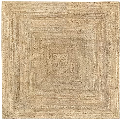 HAMID Jute Teppich, Alhambra Teppich Handgewebt 100% Naturfaser de Jute, Wohnzimmer, Schlafzimmer, Flurteppich, Farbe Natur (200x200cm) von HAMID