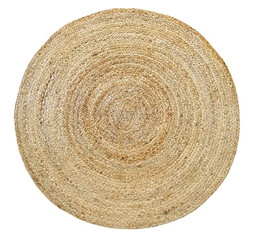 HAMID - Jute Teppich Rund, Alhambra Teppich Handgewebt 100% Naturfaser de Jute, Wohnzimmer, Schlafzimmer, Flurteppich, Dekoration, Farbe Natur, (100x100cm) von HAMID