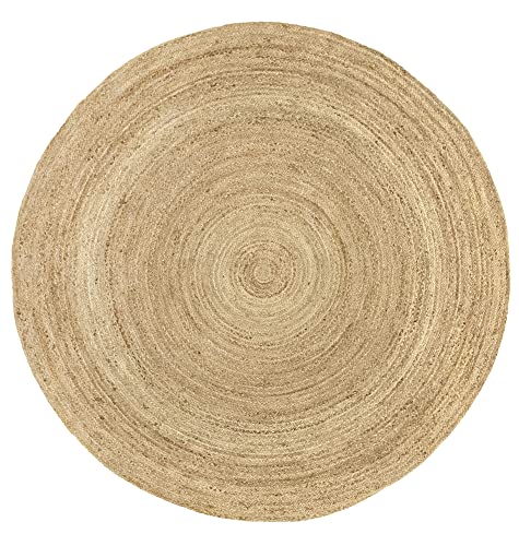 HAMID - Jute Teppich Rund, Alhambra Teppich Handgewebt 100% Naturfaser de Jute, Wohnzimmer, Schlafzimmer, Flurteppich, Dekoration, Farbe Natur, (200x200cm) von HAMID