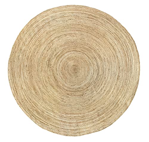 HAMID - Jute Teppich Rund, Alhambra Teppich Handgewebt 100% Naturfaser de Jute, Wohnzimmer, Schlafzimmer, Flurteppich, Dekoration, Farbe Natur, (250x250cm) von HAMID