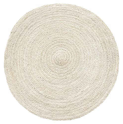 HAMID - Jute Teppich Rund Elfenbein, Alhambra Teppich Handgewebt 100% Naturfaser de Jute, Teppich Wohnzimmer, Schlafzimmer, Flurteppich Farbe Elfenbein, (100X100cm) von HAMID