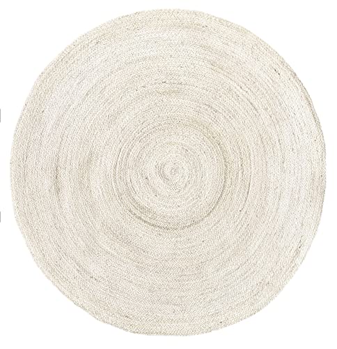 HAMID - Jute Teppich Rund Elfenbein, Alhambra Teppich Handgewebt 100% Naturfaser de Jute, Teppich Wohnzimmer, Schlafzimmer, Flurteppich Farbe Elfenbein, (150x150cm) von HAMID