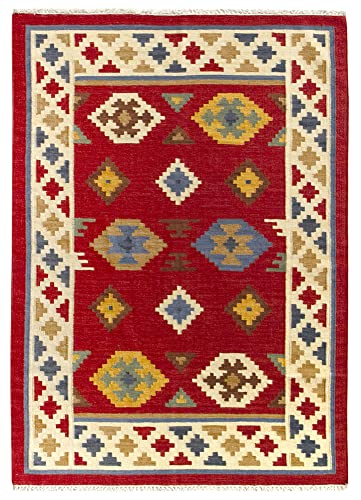 HAMID - Kelim Teppich Lori mit Geometrischem Oriental Design, Kelim Teppich 100% Wolle, Handgeknüpfter Kelim, Flurteppich, Wohnzimmer, Schlafzimmer, Wohnzimmer (D.3, 230x160 cm) von HAMID