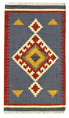 HAMID - Kelim Teppich Lori mit Geometrischem Oriental Design - 100% Wolle - Handgeknüpfter Kelim - Flurteppich, Wohnzimmer, Schlafzimmer, Wohnzimmer (D.1, 110x60cm) von HAMID