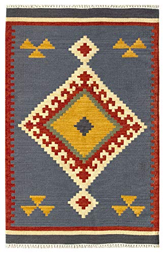 HAMID - Kelim Teppich Lori mit Geometrischem Oriental Design - 100% Wolle - Handgeknüpfter Kelim - Flurteppich, Wohnzimmer, Schlafzimmer, Wohnzimmer (D.1, 170x110cm) von HAMID