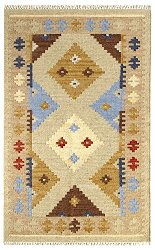 HAMID - Kelim Teppich Lori mit Geometrischem Oriental Design - 100% Wolle - Handgeknüpfter Kelim - Flurteppich, Wohnzimmer, Schlafzimmer, Wohnzimmer (D.2, 170x110cm) von HAMID