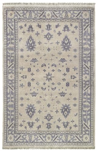 HAMID - Moderner Ushak-Wollteppich, Wohnzimmerteppich für Schlafzimmer, Wohnzimmer, Beige (230 x 160 cm) von HAMID