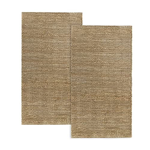 HAMID -Pack 2 Jute Giralda Teppiche 110 x 60 cm, Teppiche 100% Jutefaser, Handgeflochten, Teppiche für Wohnzimmer, Esszimmer, Schlafzimmer, Flur, Natur (110 x 60 cm), 2 Stück von HAMID