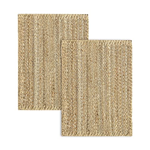 HAMID Pack 2 Jute Teppich, Granada Teppich 100% Natürliche Jutefaser, Weicher Teppich und Hohe Festigkeit, Handgewebt - Wohnzimmer, Esszimmer, Schlafzimmer, Flurteppich, (70x50cm) 2 Stücke… von HAMID