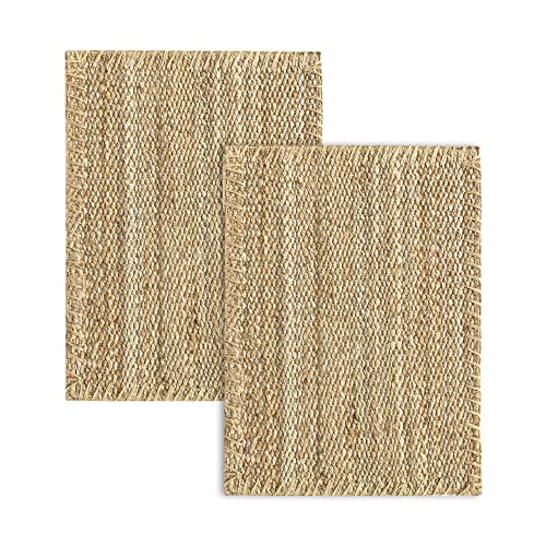 Hamid Pack 2 Jute Teppich, Granada 100% Natürliche Jutefaser, Weicher Teppich und Hohe Festigkeit, Handgewebt - Wohnzimmer, Esszimmer, Schlafzimmer, Flurteppich, (70x50cm) 2 Stücke von HAMID