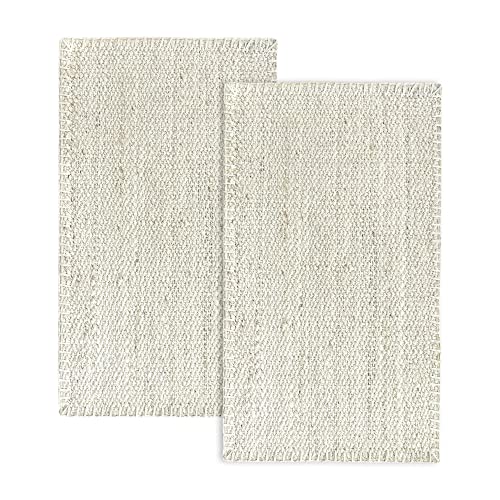 HAMID Pack 2 Jute Teppich, Granada Teppich 100% Weißes Elfenbein, Weicher Teppich und Hohe Festigkeit, Handgewebt - Wohnzimmer, Esszimmer, Schlafzimmer, Flurteppich, (150x80cm) 2 Stücke… von HAMID