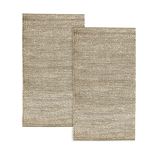 HAMID -Pack 2 Jute Teppiche Giralda 110 x 60 cm, Teppiche 100% Jutefaser, Handgeflochten, Teppiche für Wohnzimmer, Esszimmer, Schlafzimmer, Flur, Weiß (110 x 60 cm), 2 Stück von HAMID