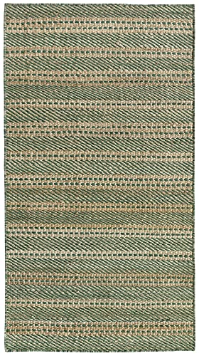 HAMID - Woll- und Jute-Teppich Olivia, Handgewebter Woll-Jute-Teppich für Wohnzimmer, Schlafzimmer, Natürliches Grün, (80 x 150 cm) von HAMID