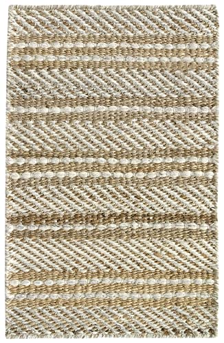HAMID - Woll- und Jute-Teppich Olivia, Handgewebter Woll-Jute-Teppich für Wohnzimmer, Schlafzimmer, Natürliches Weiß, (40 x 60 cm) von HAMID
