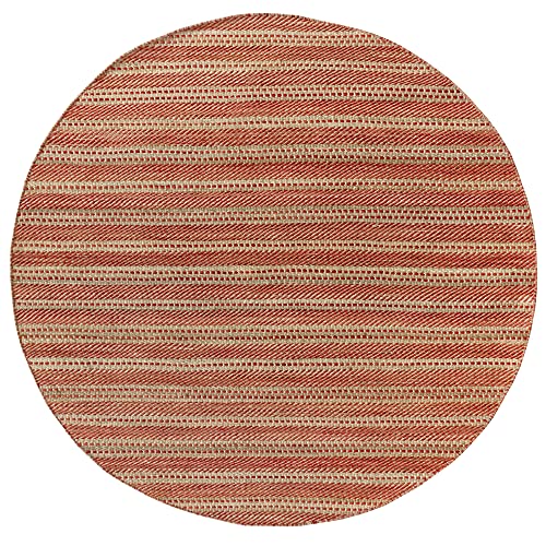 HAMID - Woll- und Jute-Teppich Runden Olivia, Handgewebter Woll-Jute-Teppich für Wohnzimmer, Schlafzimmer, Rot Naturfarbe, (200 x 200 cm) von HAMID