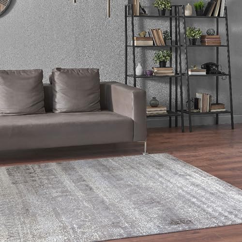 HAMID – Zeitgenössischer Wollteppich Alpes, moderner weicher Teppich, Großer Teppich für Wohnzimmer, Schlafzimmer, Wohnzimmer (Beige Grau, 300 x 250 cm) von HAMID