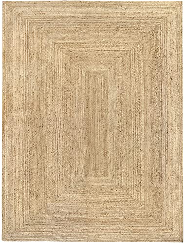 Hamid Jute Teppich, Alhambra Teppich Handgewebt 100% Naturfaser de Jute, Wohnzimmer, Schlafzimmer, Flurteppich, Farbe Natur (300x400cm) von HAMID