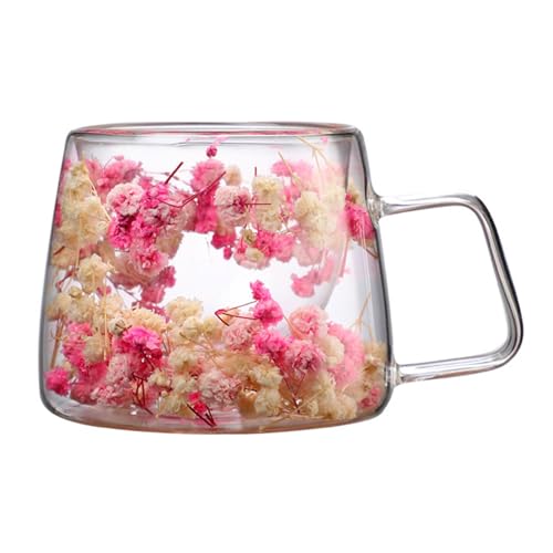 Blumen-Kaffeetasse, Layer-Blumen-Kaffeetasse | 200 ml Frühlingskaffeetassen Blumenkaffeetasse,Kaffeetassen mit doppelwandiger Isolierung, kreative Kaffeetassen mit Henkel für Tee, Latte, Kaffee, Säfte von HAMIL