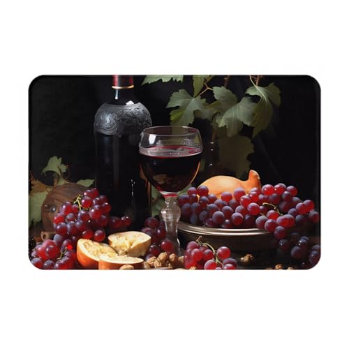 HAMISBEL Fußmatte mit Früchten und Weinen, 40,6 x 61 cm, geeignet für Badezimmer, Küche, Schlafzimmer, Heimdekoration, leicht zu reinigen. von HAMISBEL