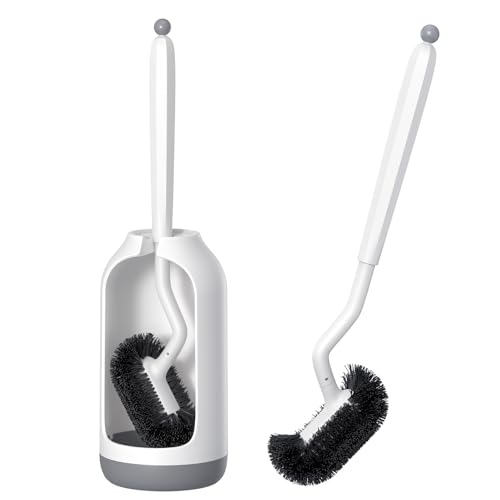 HAMITOR WC-Bürstenhalter-Set:Tiefenreinigungsbürsten mit gebogenem Design - Ergonomischer langer Griff für 360° tote Eckenreinigung mit Ersatzbürste - Badzubehör für Wohnmobil Wohnung von HAMITOR