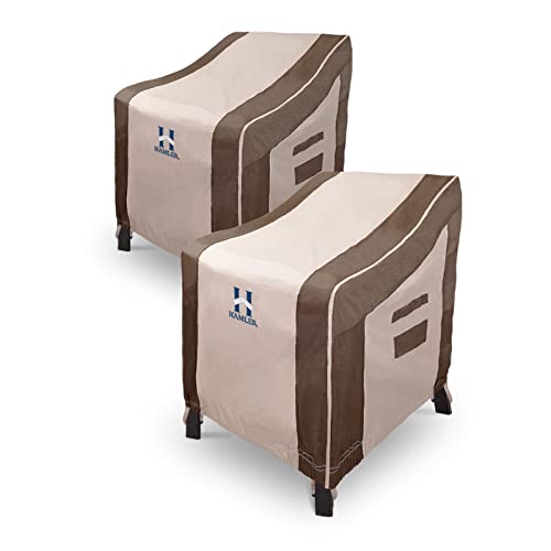 HAMLER Waterproof Patio Chair Cover - Outdoor Lounge Deep Seat Single Lawn Chair Cover 2 Pack Fits Up to 29-40 inches Outdoor Chair, Heavy Duty Brown Durable Patio Covers. (35W*38D*31H/20H) von HAMLER
