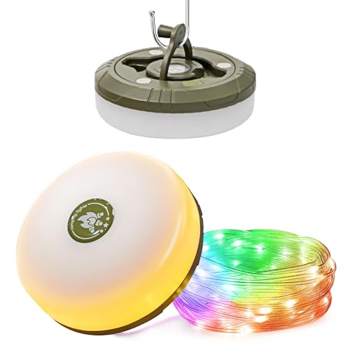 HAMLITE Camping Lichterkette Aufrollbar, 3-in-1 Usb Wasserdichte Tragbare LED Campinglampe 9M, Lichterkette Außenbereich Für Outdoor Camping Hof Dekor Lichterkette,Weihnachtsdeko von HAMLITE