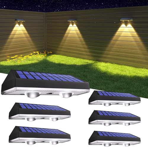 HAMLITE Solar lampen für Außen Garten,Garten-Solarwandlichter im Freien,Wasserdicht,Helle Solarbetriebene Gartenzaunlichter mit 3 Farbmodi für die Dekoration von Terrasse,Deck (6) von HAMLITE