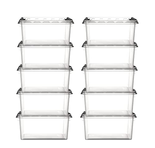 10x Aufbewahrungsbox stapelbare Box Smart Store Classic 15 transparent mit Deckel & Klickverschluss von Hammarplast