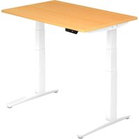 HAMMERBACHER XBHM12 höhenverstellbarer Schreibtisch 65,0 - 130,0 cm -  elektrisch buche / weiß von HAMMERBACHER
