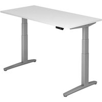 HAMMERBACHER XBHM16 höhenverstellbarer Schreibtisch 65,0 - 130,0 cm - elektrisch weiß / silber von HAMMERBACHER