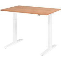 HAMMERBACHER XMKA12 höhenverstellbarer Schreibtisch 70,0 - 120,0 cm - elektrisch nussbaum / weiß von HAMMERBACHER