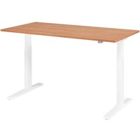 HAMMERBACHER XMKA16 höhenverstellbarer Schreibtisch 70,0 - 120,0 cm - elektrisch nussbaum / weiß von HAMMERBACHER