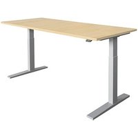 HAMMERBACHER Akandia elektrisch höhenverstellbarer Schreibtisch ahorn rechteckig, C-Fuß-Gestell silber 180,0 x 80,0 cm von HAMMERBACHER