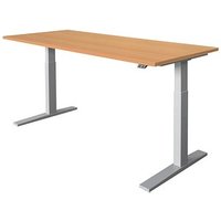 HAMMERBACHER Akandia elektrisch höhenverstellbarer Schreibtisch buche rechteckig, C-Fuß-Gestell silber 180,0 x 80,0 cm von HAMMERBACHER