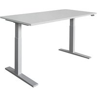 HAMMERBACHER Akandia elektrisch höhenverstellbarer Schreibtisch lichtgrau rechteckig, C-Fuß-Gestell silber 160,0 x 80,0 cm von HAMMERBACHER