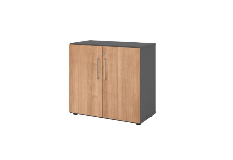 HAMMERBACHER Aktenschrank Regal 2OH Türen graphit/Nussbaum von HAMMERBACHER