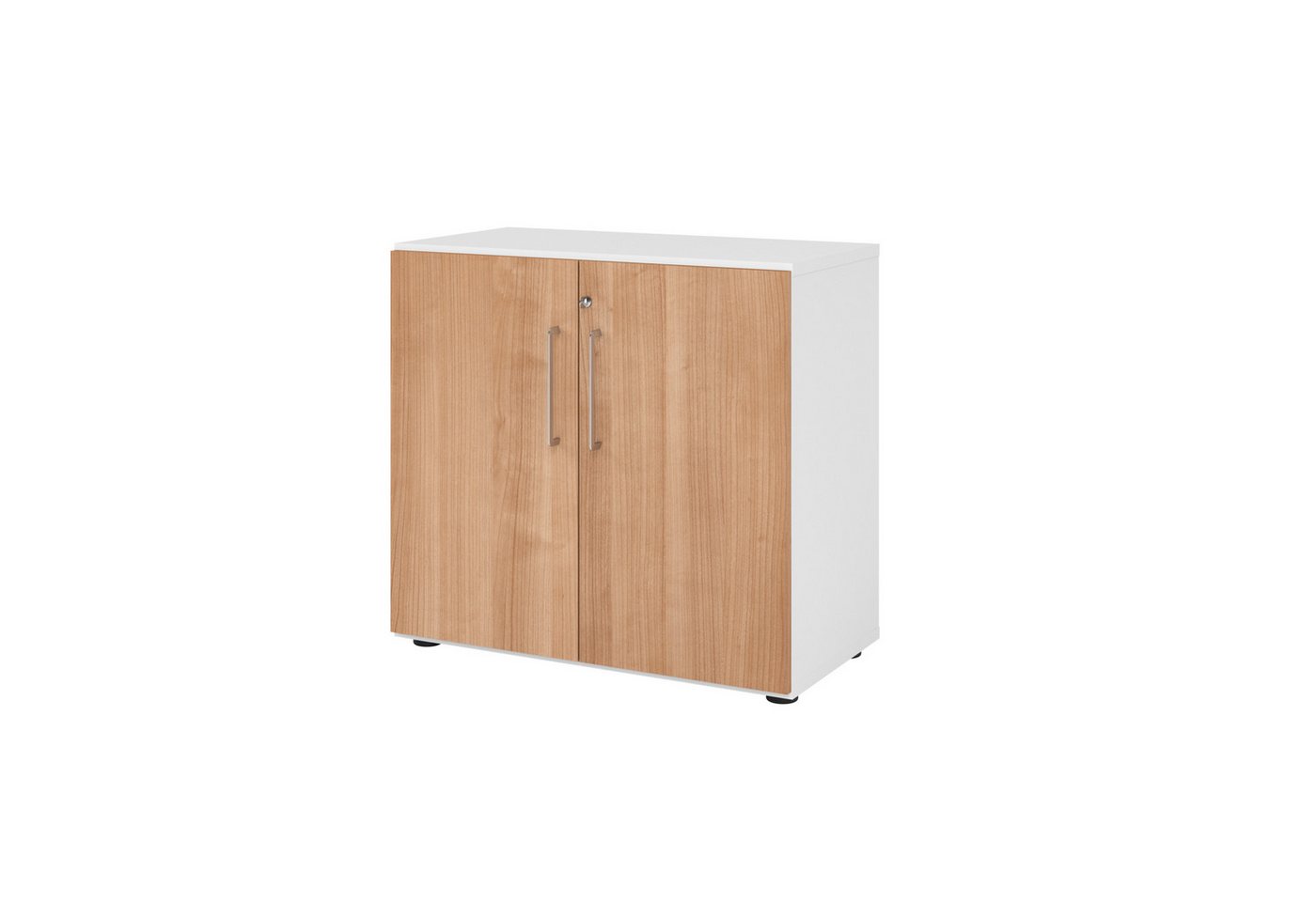HAMMERBACHER Aktenschrank Regal 2OH Türen weiß/Nussbaum. von HAMMERBACHER