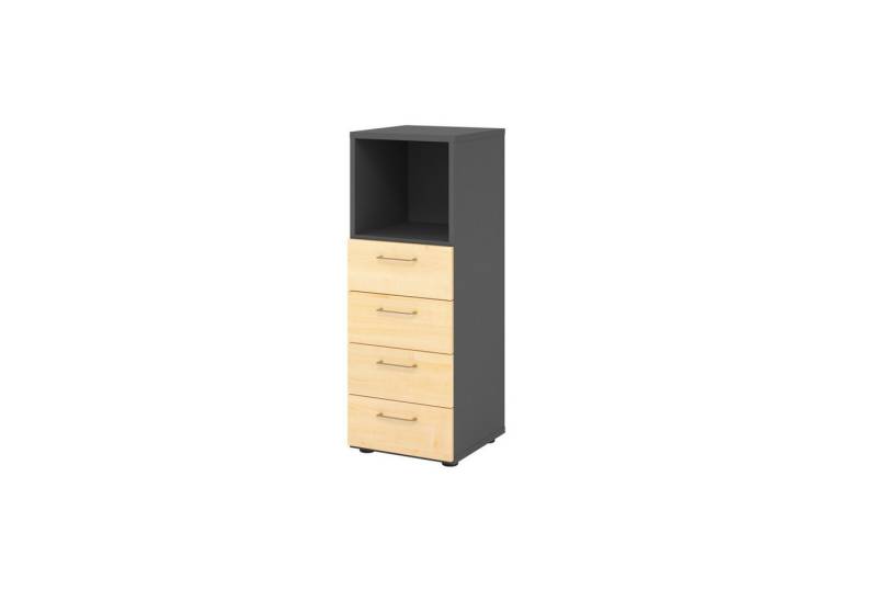 HAMMERBACHER Aktenschrank Regal 3OH 4 Schübe graphit/Ahorn von HAMMERBACHER
