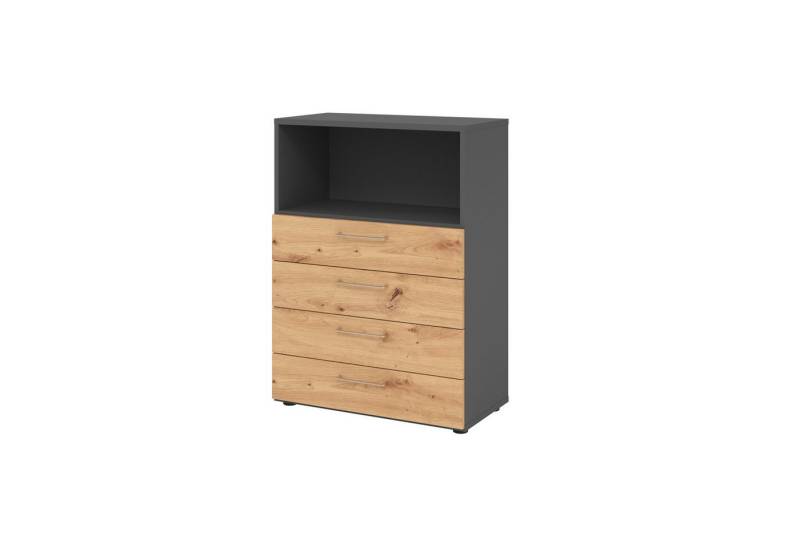 HAMMERBACHER Aktenschrank Regal 3OH 4 Schübe graphit/Asteiche von HAMMERBACHER