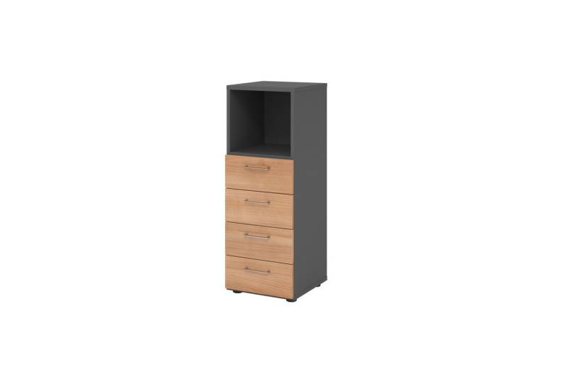 HAMMERBACHER Aktenschrank Regal 3OH 4 Schübe graphit/Nussbaum von HAMMERBACHER